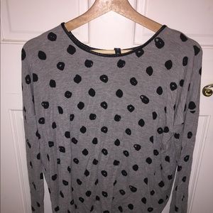 Grey and black polka dot blouse